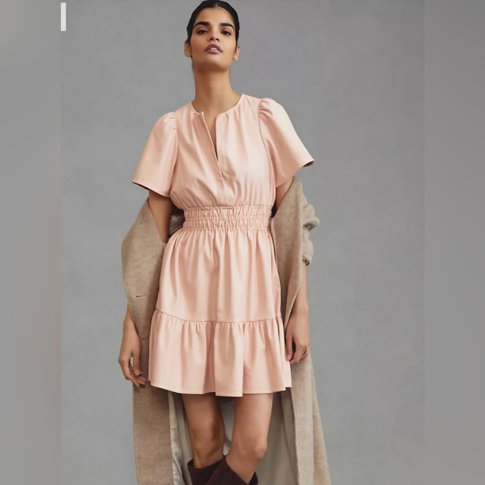 Anthropologie somerset mini dress vegan leather -NWT